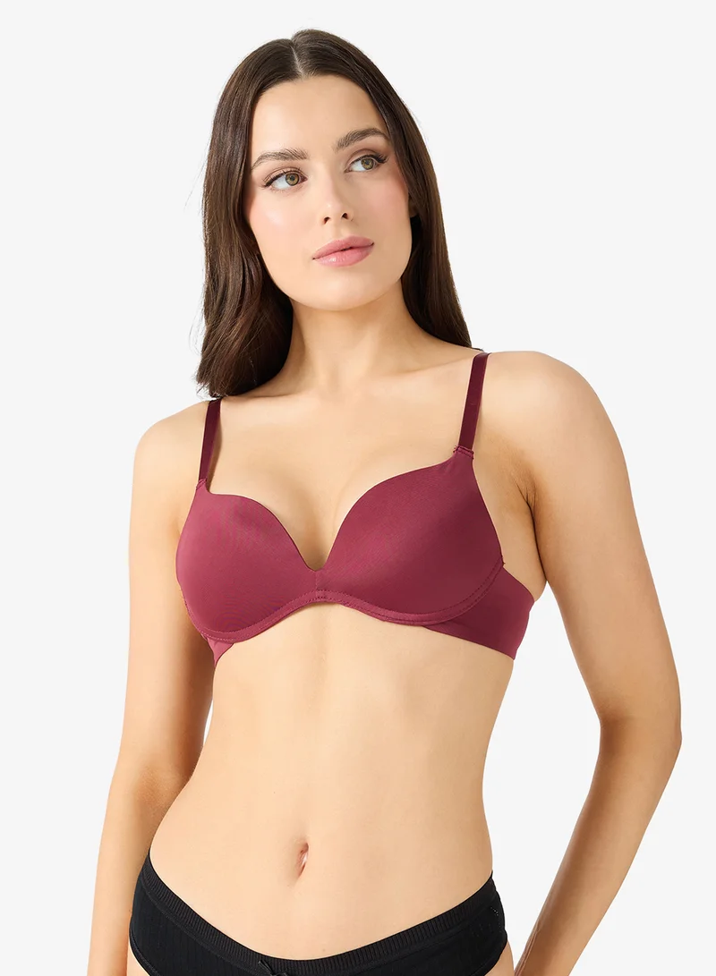 Ginger  2PC Seamless Non Wired Padded Plunge Neck Push Up Bra for Women | Best Price UAE